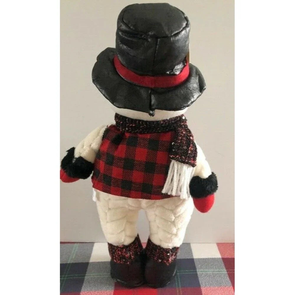 Christmas Snowman Plush Standing Decoration Buffalo Plaid 18